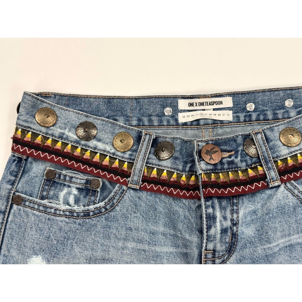 Oneteaspoon Awesome Baggies Jeans‎ Women 26 Flaw* Embellished Distressed Cotton - Picture 13 of 16